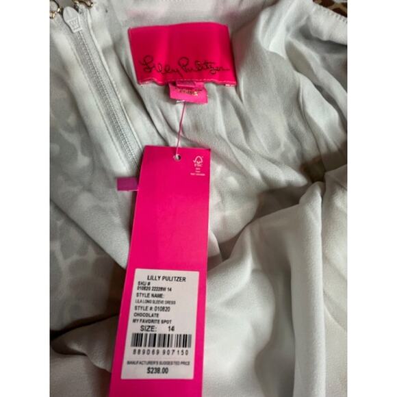 Lilly Pulitzer New Lila Cheetah Print Long Sleeve Mini Dress Size 14 - Picture 15 of 15